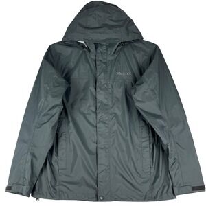 Marmot Rain Jacket Mens Medium (M) Gray PreCip Waterproof Hooded Shell Pit Zips